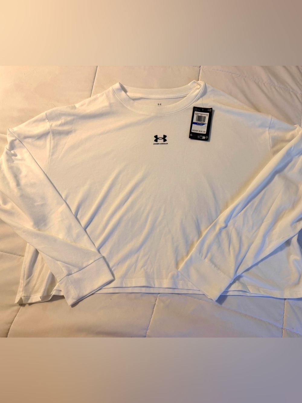 NWT Under Armour Women's UA Rival Boxy T-Shirt White Size XL Loose Fit 1389282